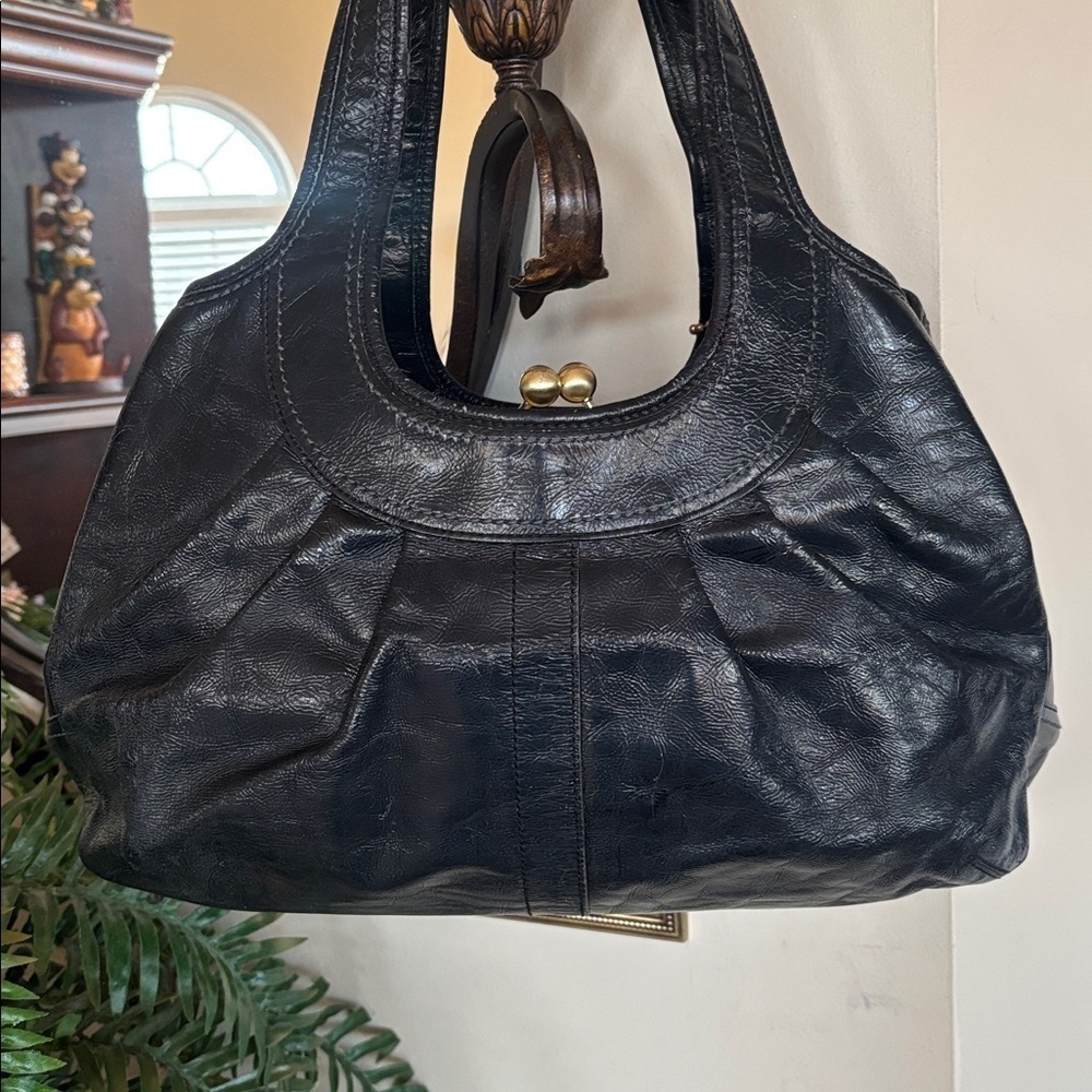 Coach Ergo Black Pantent Leather Pleated Frame Kisslock Satchel Shoulder Bag Y2K - Picture 8 of 16